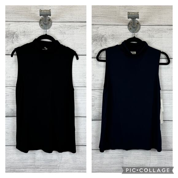 Court & Rowe Women's Navy & Black Turtleneck Sleeveless Tank Tops Size Medium - Picture 1 of 12